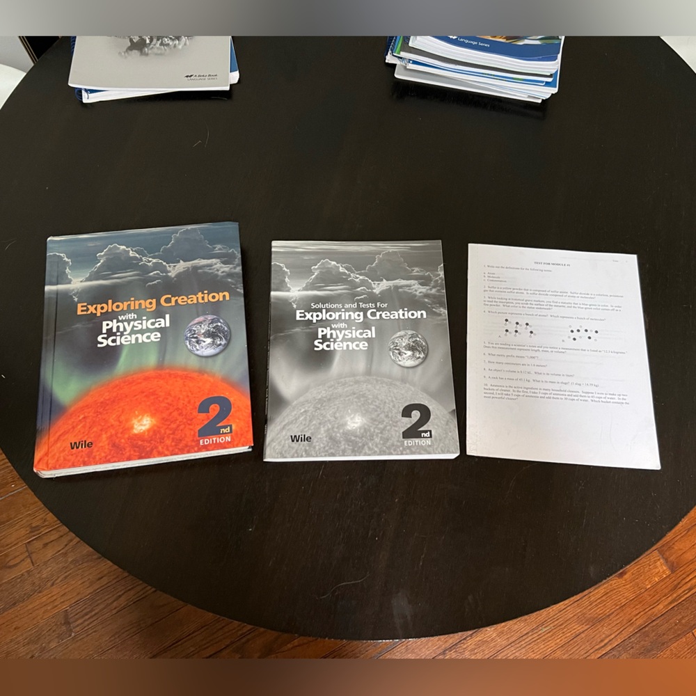 Apologia Physical Science Textbook, and Answer Key and tests